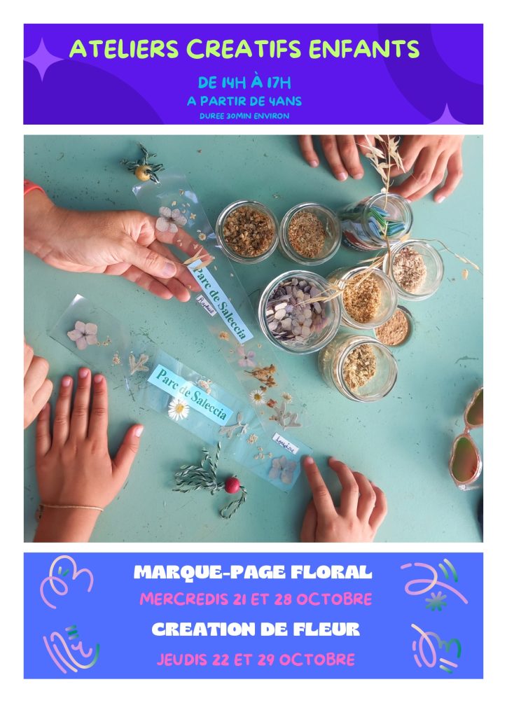 Atelier créatif pour les enfants au Parc de Saleccia